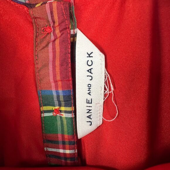 Janie and Jack Girls Size 4 Tartan Plaid Silk Christmas Dress Holiday Red Green - Picture 4 of 6